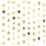 Spakon 65 Feet Glitter Star Paper Garland Banner Hanging Decoration Star Streamers Double Side 2025 Graduation Decorations for Wedding Birthday Festival New Year Party Decoration (Gold)
