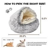 ShinHye Cat Bed Round Plush Fluffy Hooded Cat Bed Cave, Cozy for Indoor Cats or Small Dog beds, Soothing Pet Beds Doughnut Calm Anti-nxiety Dog Bed - Waterproof Bottom Washable (20x20inch, Grey)