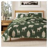 Great Bay Home Lodge Bedspread Full/Queen Size Quilt with 2 Shams. Cabin 3-Piece Reversible All Season Quilt Set. Rustic Quilt Coverlet Bed Set. Rio Ridge Collection (Forest Green)