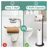 Free Standing Toilet Paper Holder Stand, Oil Rubbed Bronze Toilet Paper Holder with Storage for Jumbo Mega, Housen Solutions