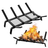 Cyrico Fireplace Grate, 17 Inch Fireplace Log Grate Holder with Ember Retainer, Cast Iron 1/2 Bar Fire Place for Fire Pit Indoor Chimney Hearth Wood Stove Outdoor Rack Camping Accessories