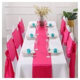 Horbaunal 12 Pack Hot Pink Satin Table Runner 12 x 108 Inch, Smooth Table Runners for Wedding Banquets Birthday Party