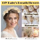 4700+ Mini Dried Babys Breath Flowers, 90+Pcs Ivory White Baby Breath Flower Bulk, Dried Flowers for Crafts, Wedding Decor Boho Invitation, Resin Candle Making, Dry Babies Flowers, Rustic Gypsophila