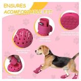 Dog Shoes for Hot Pavement Non-Slip Waterproof Dog Shoes for Medium Dogs Large Size Dogs Easy ON & Off Adjustable Easy-Clean for Beach Outdoor (Rose Pink, Size L: (2.95x2.2-2.55)(L*W))