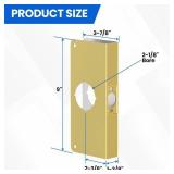 Naubea Door Knob Reinforcement Plate, Polished Gold, Fits 1-3/8" Doors, 2-3/8" Backset, Door Lock and Door Knob Cover Plate, Deadbolt Cover Plate Reinforce and Repair Wood or Metal Doors