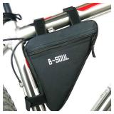 FMHXG Mountain Bike Bag Triangular Tool Oxford Cloth Storage Bag 7.87 x 7.28 x 1.57in Outdoor Cycling Saddle Bag Bicycle Crossbar Equipment Accessories Black