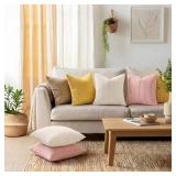 Mecatny Corduroy Decorative Throw Pillow Covers 20x20 Set of 2 for Sofa Living Room, Soft Neutral Boho Couch Pillow Covers for Home Decor, Cream White