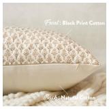 FIOUOVO Floral Pillow Covers 18x18 Pillow Cover Block Print Couch Pillows for Living Room Decorative Neutral Accent Throw Pillow Covers, 1PC,