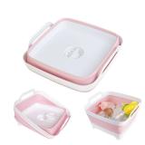GIMWA Collapsible Wash Basin for Baby Bottles - 2.4 Gallons Portable Wash Bin for RV Camping Sink, Space-Saving Dish Tub (Pink)
