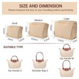 OPPOSHE Purse Organizer Insert for Longchamp Le Pliage, Premium Felt Long Champ Bag Handbag Women, Tote Organizer Insert with 9 Compartments (Small, Beige)