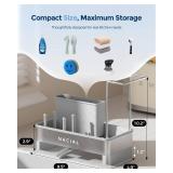 Nacial Sponge Holder for Kitchen Sink, Sink Caddy Organizer with High Brush Holder & Two Towel Racks - Rustproof 304 Stainless Steel Kitchen Countertop Storage Essentials - Gris