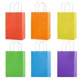 SUNCOLOR 24-Pack Rainbow Gift Bags with Handles, 8" Multi-Color Paper Party Favor Bags for Goodies. Birthdays, Events, Classrooms & Celebrations