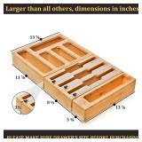 Maxpray 9 IN 1 Bamboo Foil and Plastic Wrap Organizer for Kitchen Drawer, Plastic Bag Organizer Organization and Storage, Food Storage Bag Organizer with Labels for Quart Gallon Snack Sandwich