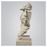 fazhongfa Thinker Statue - Silence is Gold Modern Decor Creative Abstract Art Figurine Resin Sculptures Decoration Room Home Study Office for Men Desktop Ornament (Sandstone) - Retail: $28