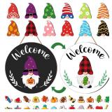 Wesiti Interchangeable Seasonal Gnome Sign Gnome Welcome Sign Front Door Decor with 24 Magnet and 12 Detachable Hats, 12 Inch, Farmhouse Wooden Decor for Home Rustic Wreaths Outdoor Porch Black - Reta