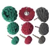Hiqalty 9PCS Scouring Pads Abrasive Buffing Polishing Wheel Drill Attachment Set, Non Woven Wheel Polishing Kit for Drill,Power Scrubber Drill Polishing Kit Green red Gray 1/4 Shank - Retail: $21