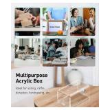 Uniclife Acrylic Donation Box for Fundraising, Clear Suggestion Box with Slot and Lock, Desktop Ballot Boxes Tip Jar, Plastic Storage Container for Voting Comment Collection, 7.3" x 4.5" x 3.9" ( Miss