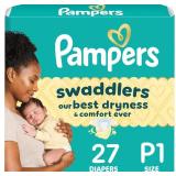 Pampers Baby Diapers - Swaddlers - Size P1, 27 Count, Ultra Absorbent Disposable Preemie Diaper - Retail: $11
