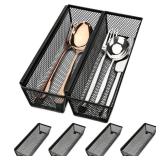 Smgmg Silverware Drawer Organizer, Silverware Organizer for Drawer, 6 Pack Utensil Organizer for Kitchen Drawers, Kitchen Drawer Organizer for Large Utensils with Interlocking Arm (9.6 * 3 * 2 inch) -
