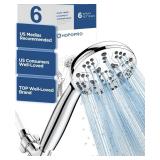 6-Mode High Pressure Handheld Shower Head Set, Consumer Reports Recommended HOPOPRO High Flow Hand Held Showerhead with 59 Inch Hose Bracket Teflon Tape Rubber Washers - Retail: $24