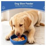 CNMSGM Dog Lick Bowl, BPA-Free Silicone Slow Feeder Lick Mat for Small and Medium Dogs, Non-Slip & Dishwasher Safe (Dark Blue,L) - Retail: $14