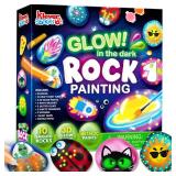 Rock Painting Kit- Glow in The Dark Rock Kit, Arts and Crafts for Kids Ages 6-12, Art Supplies Toy , Kids Craft Paint Kits, Arts & Crafts for Boys Girls Birthday Party Gift Toy - Retail: $20