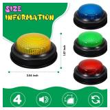 YTZRLO Set of 4 Trivia Game Buzzers with Lights & Sound, Family Feud & Jeopardy Quiz Buttons for Classroom, Party Games, Red/Blue/Yellow/Green - Retail: $14