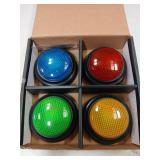 YTZRLO Set of 4 Trivia Game Buzzers with Lights & Sound, Family Feud & Jeopardy Quiz Buttons for Classroom, Party Games, Red/Blue/Yellow/Green - Retail: $14