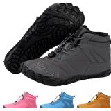 Vindra Flex Barefoot Winter Boots for Women & Men Non-Slip, Lightweight, Wide Toe Box, Minimalist Walking Shoes for Healthy Foot Posture Grey