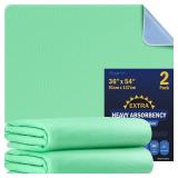2 Pack 36 x 54 Extra Heavy Absorbency Washable Underpads, Waterproof Nursing Pads Incontinence Bed Pads, Reusable Washable Pee Pads for Dogs, Diaper Changing & Adults, Mattress Protector - Retail: $30