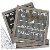 Double Sided Felt Letter Board with Letters - Pre Cut & Sorted 725 letters with Stand, Cursive Style Letters, Big Letters, Plastic Organizer, Tabletop Display, Rustic Farmhouse Wall Decor - Retail: $2