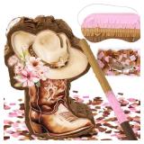 OBBOLO Cowgirl Pinata, Cute Western Horse Pinata for Birthday Girl party Favors, Pink Brown Boot pinata for Girls, Girls Birthday Party Decorations Supplies ( Dented) - Retail: $26