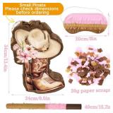 OBBOLO Cowgirl Pinata, Cute Western Horse Pinata for Birthday Girl party Favors, Pink Brown Boot pinata for Girls, Girls Birthday Party Decorations Supplies ( Dented) - Retail: $26