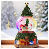 Musical Christmas Snow Globes Lantern with Christmas Tree, Santa Claus and Snowman, Glittering Lights & Snowfall - USB & Battery Powered Holiday Decor Gift for Home, Party, Family - Retail: $16