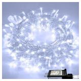 JMEXSUSS 33ft 100 LED White Christmas Lights, 8 Modes Connectable Clear Wire Twinkle Fairy String Lights Indoor, Plug-in Christmas String Lights Outdoor Waterproof for Christmas Wedding Party Tree - R