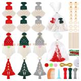 Suncalla 12 Set DIY Christmas Macrame Gnomes Santa Claus Kit DIY for Christmas Tree Decor Xmas Tree Hanging Ornament Kit Handmade Products for Beginners Adult Crafts Instructions Included - Retail: $1