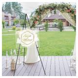 Thicken Display Easel Stand for Wedding - 63" Instant Tripod Collapsible Portable Sturdy Floor Easel - Easy Folding Adjustable Poster Metal Stand for Signs, Display Show, Artist, Art, Painting - Black