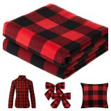 57 x 157.5 Inch Buffalo Plaid Fabrics Gingham Fabric Buffalo Check Quilting Fabric Bundles for Sewing DIY Home Farmhouse Party Festival Holiday Decorations (Red and Black) - Retail: $25