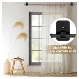 GXOACKJ No Drill Curtain Rod Brackets, 4 Pcs Renter Friendly 3M Self Adhesive Curtain Rod Holders(Hooks) No Drilling for 5/8 Poles, Nail Free, Black - Retail: $10