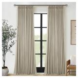 Burlywood Birch Pinch Pleated 105 Inch Linen Blackout Curtains 2 Panels for Living Room Bedroom Thermal Insulated 100% Black Out Linen Drapes with Liner Room Darkening Window Curtains 40x105 Taupe - R