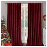 BGment Red Velvet Curtains 84 Inch for Bedroom, Thick Thermal Insulated Blackout Curtains Noise Reduce Back Tab and Rod Pocket Christmas Panels for Living Room, Set of 2 Panels, 52 x 84 Inch - Retail: