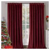 BGment Red Velvet Curtains 84 Inch for Bedroom, Thick Thermal Insulated Blackout Curtains Noise Reduce Back Tab and Rod Pocket Christmas Panels for Living Room, Set of 2 Panels, 52 x 84 Inch - Retail: