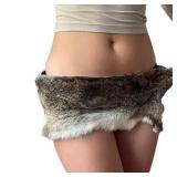 MOAIYU Rabbits Furs Corset for Women Plush Patched Waist Belt 2000s Waist Cincher for Party Dresses Western Styles Waiststrap - Retail: $11