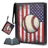 Baseball Card Binder 900 Pockets, HYMENEX Trading Card Binder 9 Pocket with 50 Removable Sleeves and Zipper for Baseball/Sports/Game Cards - Retail: $22