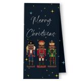 YRDBGHZDF Christmas Black Nutcracker Kitchen Towels, Merry Christmas Dish Tea Towels, Glitter Traditional Xmas Nutcrackers Decorative Hand Towels for Bathroom Kitchen, 16x24 Inch - Retail: $10