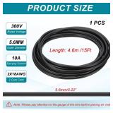 PATIKIL 15Ft 18/2 PVC Covered Wire, 300V SVT Round Lamp Cord Insulated Heat Resistant Electronical Flexible Cable for LED Lamp Wire Audio Cable Speaker, Black, UL Listed - Retail: $11