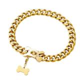 Gold Stainless Steel Cuban Link Heavy Duty Dog Collar for Small Medium Large Dogs, American Bully French Bulldog Dog Necklace Collar with Safety - Retail: $43