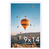 JCJMY 9x14 Picture Frame White for Wall Hanging, Wall Mounting Horizontally or Vertically, 9 x 14 Wall Gallery Poster Photo Frame with Shatter Resistant Plexiglass, White - Retail: $10