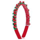 yfstyle Christmas Bell Headband Christmas Headbands Outfits for Women Red Green Beads Jingle Bells Hair Accessories New Year Gifts Red - Retail: $9