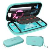 ivoler Carrying Case for Nintendo Switch Lite, Ultra Slim Portable Hard Shell Pouch Travel Game Bag for Switch Lite Accessories Holds 10 Game Cards,Turquoise - Retail: $19